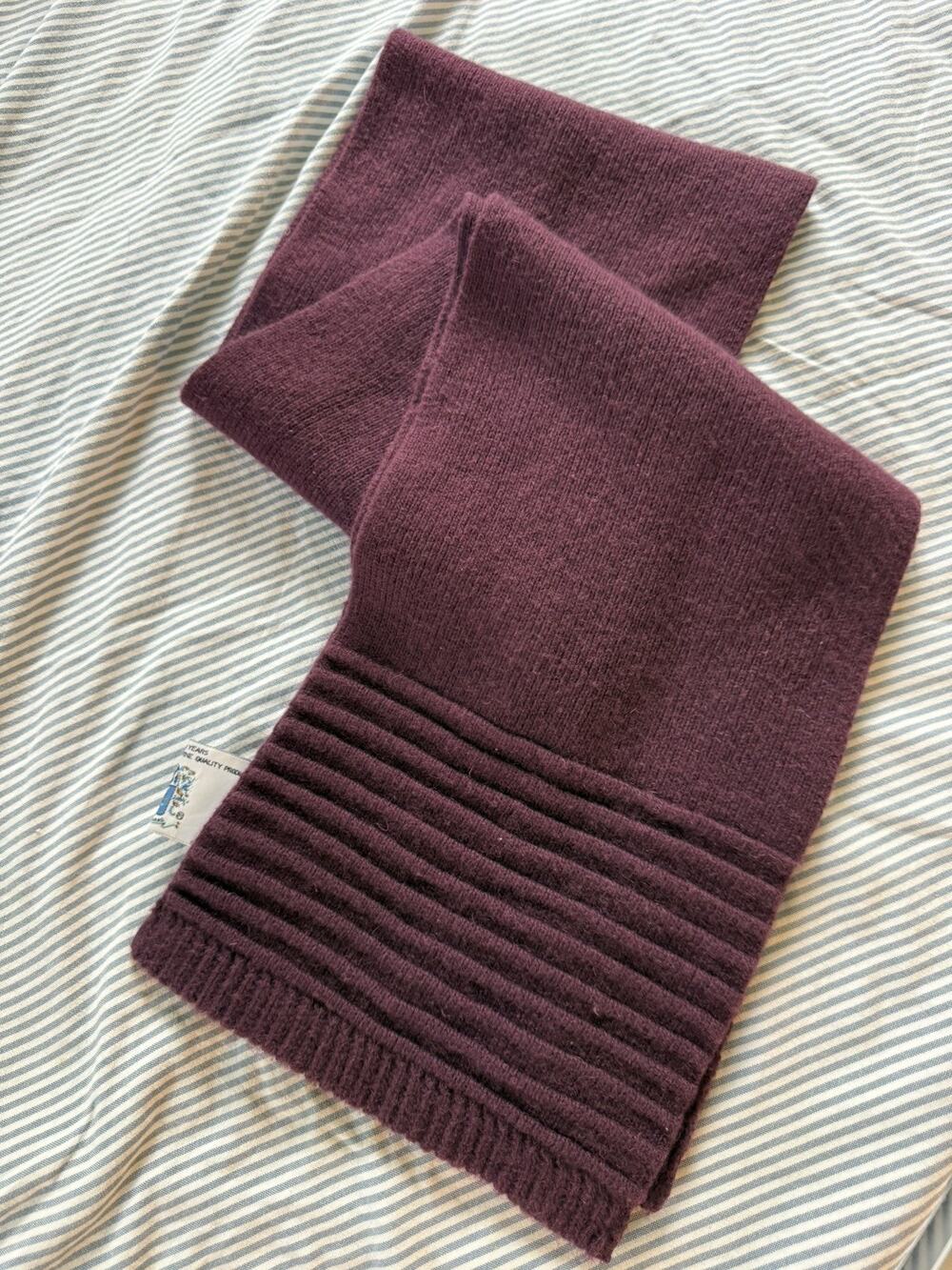 Portolano 100% Cashmere Purple Scarf 8”x64” Italy wrap jewel tone quiet luxury